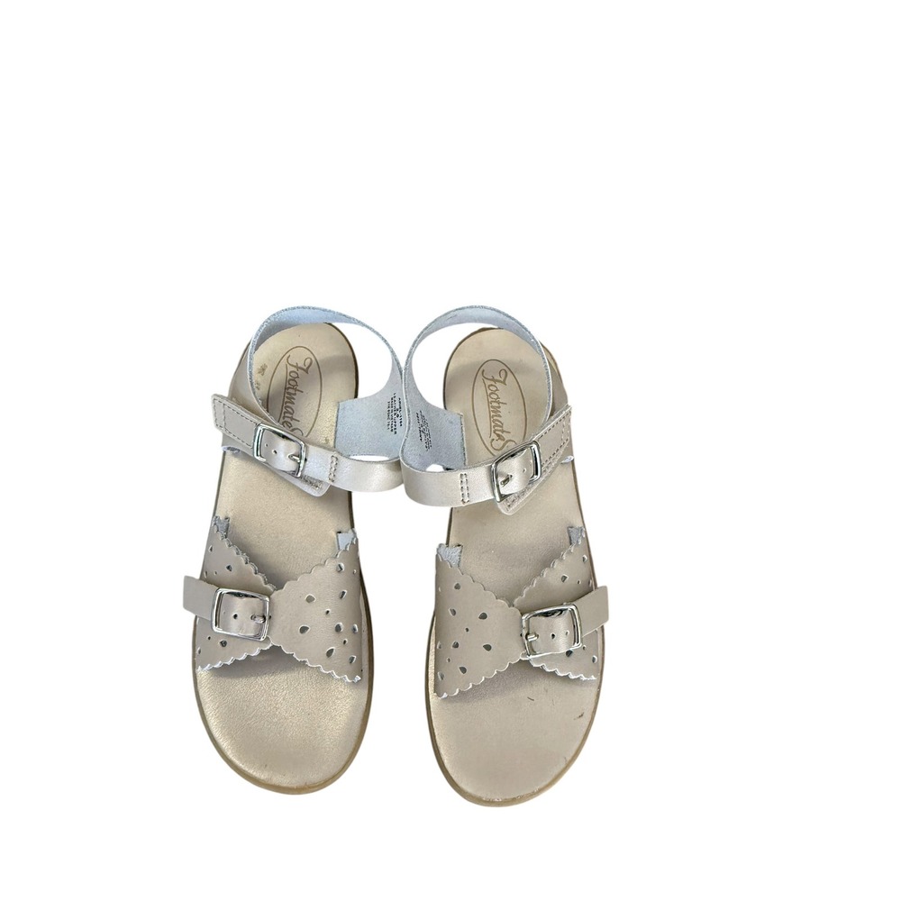 Footmates Ariel 1104 Kids Champagne Gold Metallic Leather Scalloped Sandals 2.0